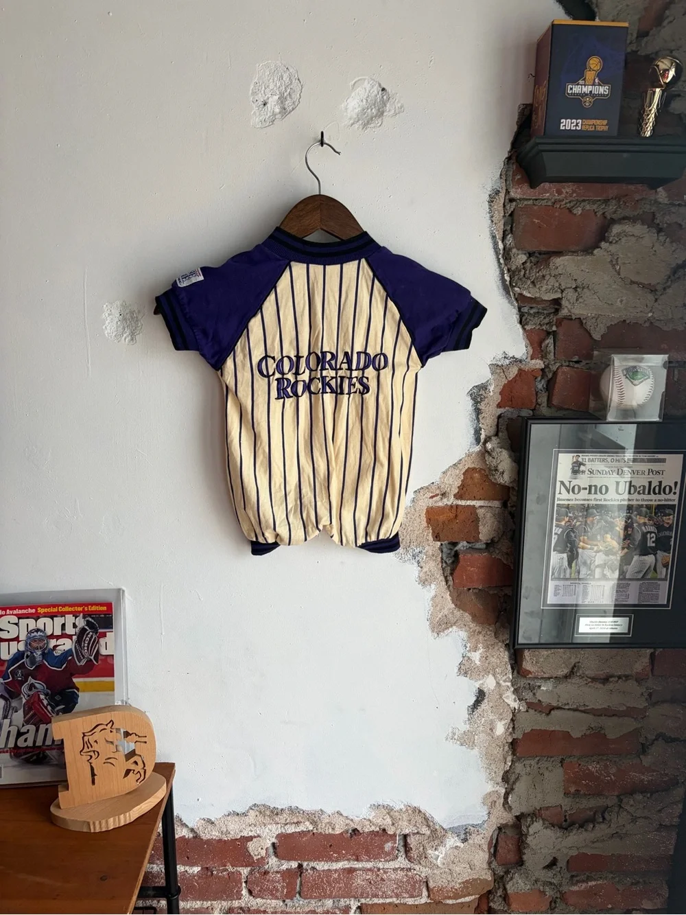 Vintage Colorado Rockies OffWhite Baby Romper Size 18 Months